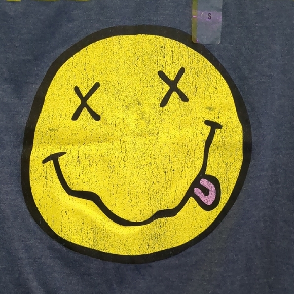 NWT NIRVANA Navy Tee with Yellow Logo - Picture 2 of 6